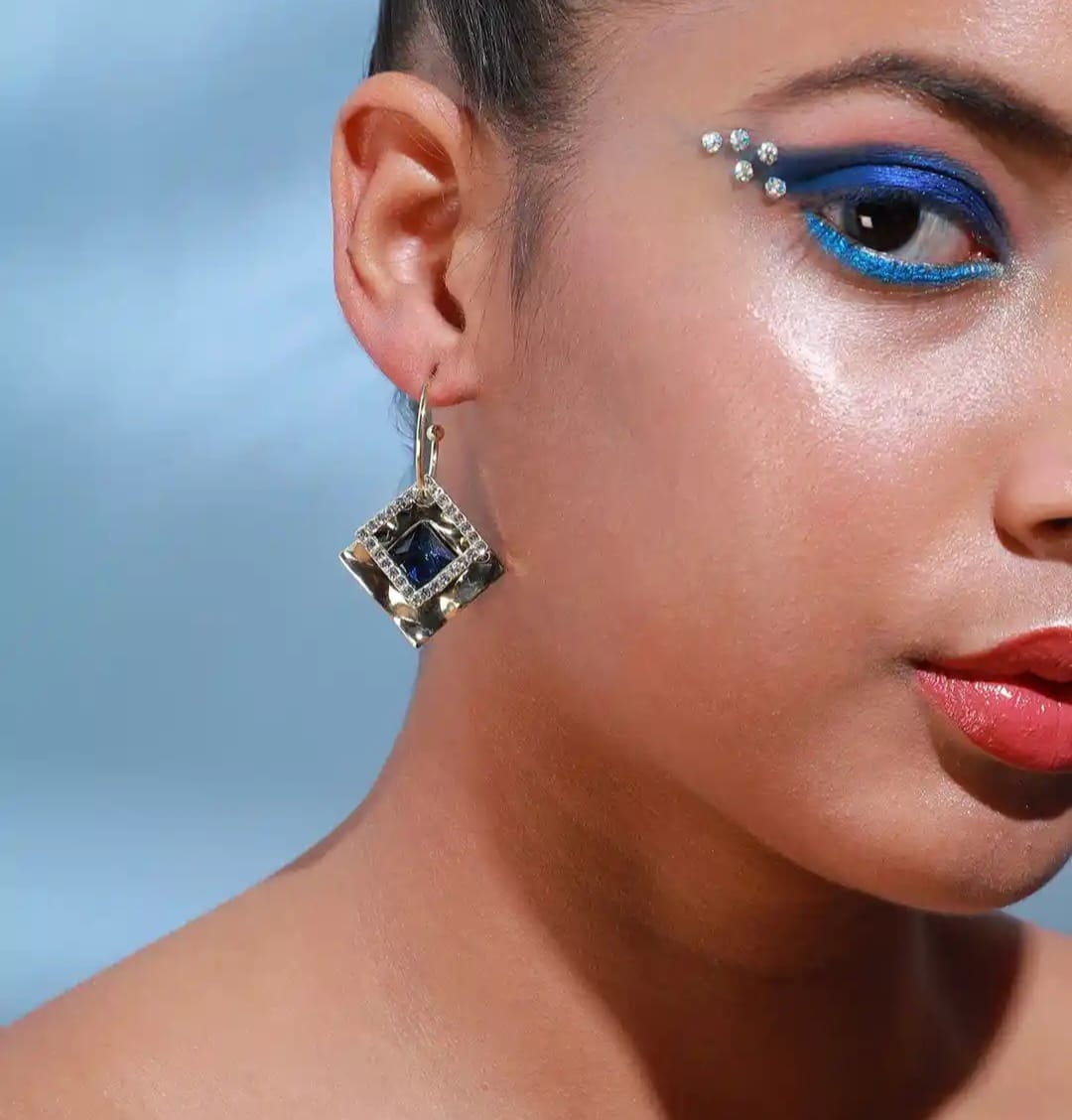 Gold-Plated Stone Drop Earrings